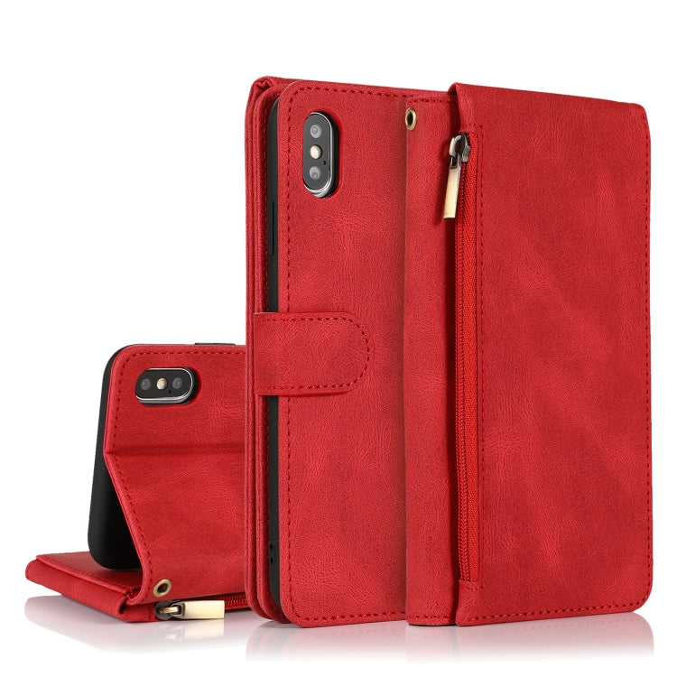 Skin-feel Crazy Horse Texture Zipper Wallet Bag Horizontal Flip Leather Case with Holder & Card Slots & Wallet & Lanyard