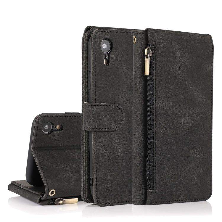 Skin-feel Crazy Horse Texture Zipper Wallet Bag Horizontal Flip Leather Case with Holder & Card Slots & Wallet & Lanyard