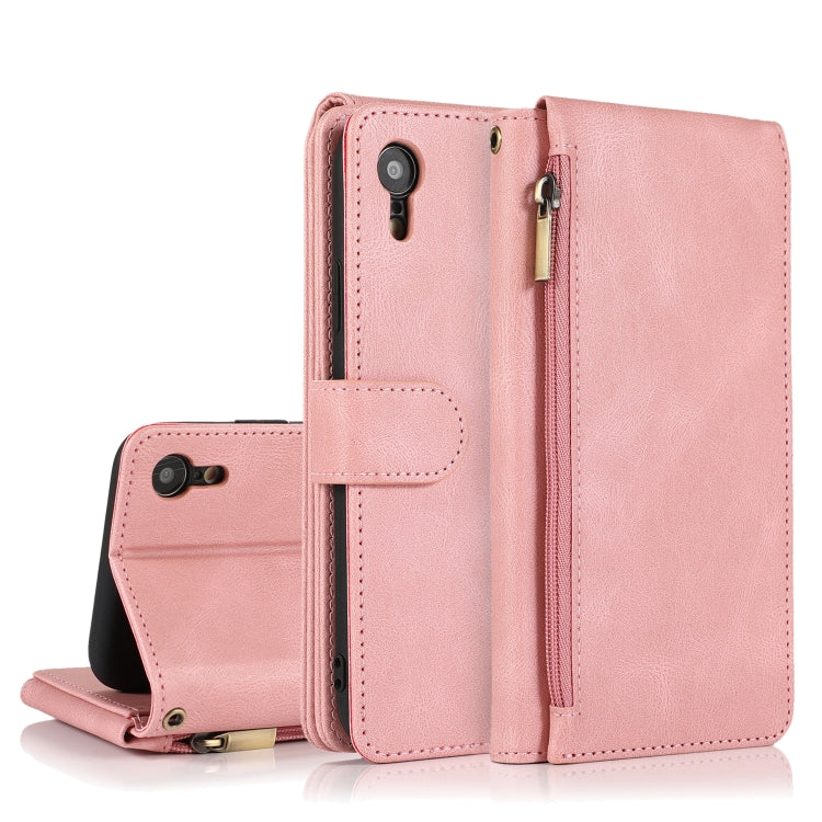 Skin-feel Crazy Horse Texture Zipper Wallet Bag Horizontal Flip Leather Case with Holder & Card Slots & Wallet & Lanyard