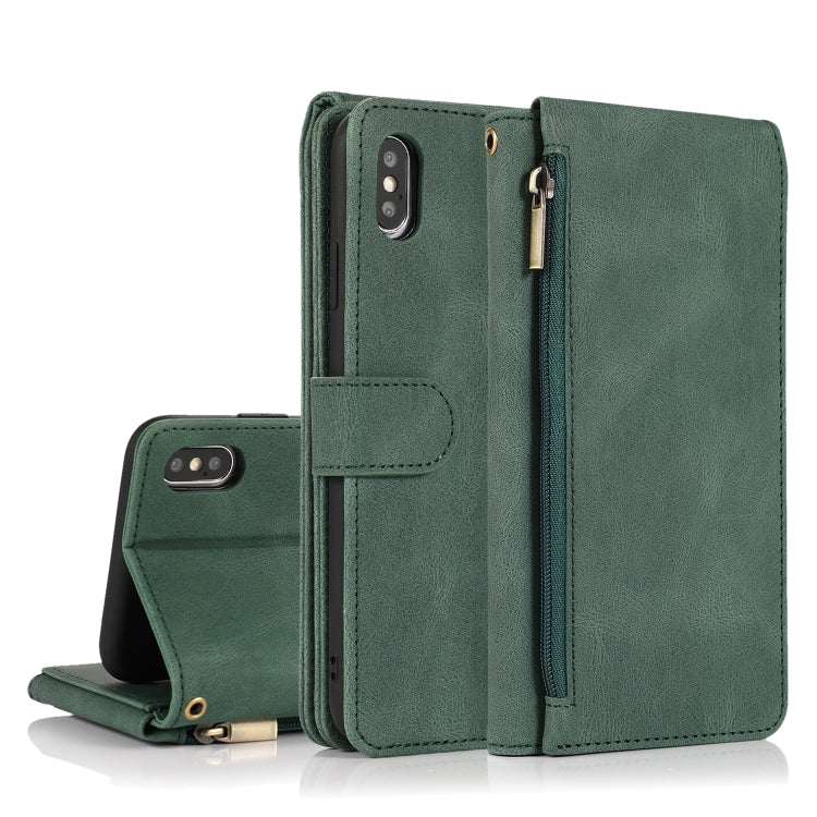 Skin-feel Crazy Horse Texture Zipper Wallet Bag Horizontal Flip Leather Case with Holder & Card Slots & Wallet & Lanyard