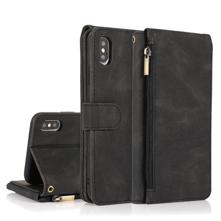 Skin-feel Crazy Horse Texture Zipper Wallet Bag Horizontal Flip Leather Case with Holder & Card Slots & Wallet & Lanyard