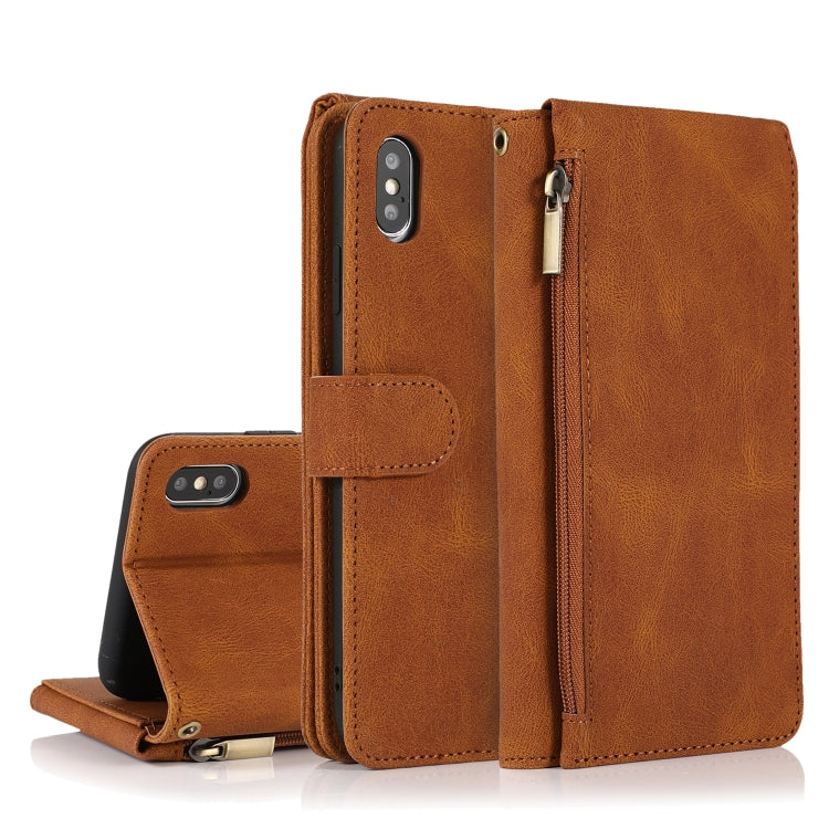 Skin-feel Crazy Horse Texture Zipper Wallet Bag Horizontal Flip Leather Case with Holder & Card Slots & Wallet & Lanyard