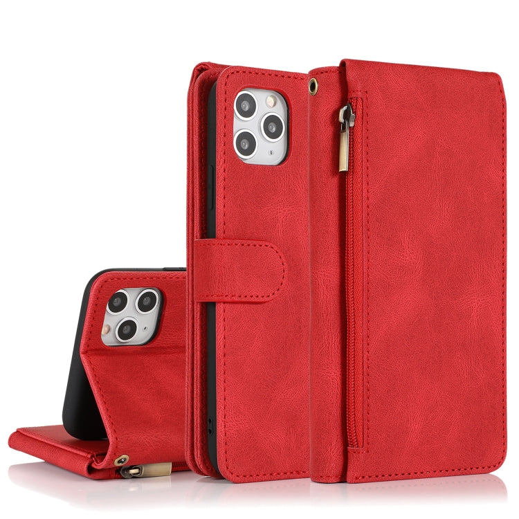 Skin-feel Crazy Horse Texture Zipper Wallet Bag Horizontal Flip Leather Case with Holder & Card Slots & Wallet & Lanyard