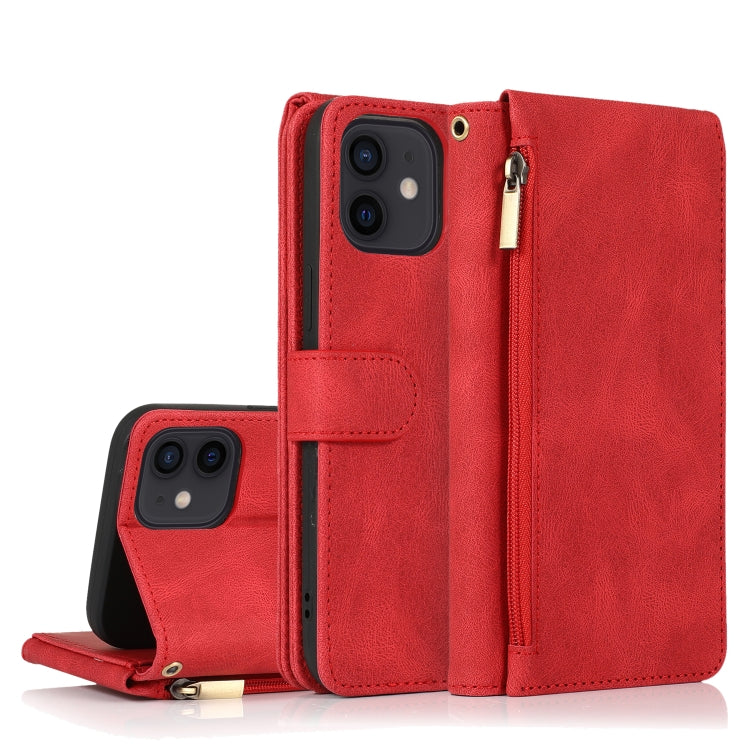 Skin-feel Crazy Horse Texture Zipper Wallet Bag Horizontal Flip Leather Case with Holder & Card Slots & Wallet & Lanyard