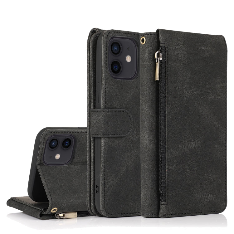 Skin-feel Crazy Horse Texture Zipper Wallet Bag Horizontal Flip Leather Case with Holder & Card Slots & Wallet & Lanyard