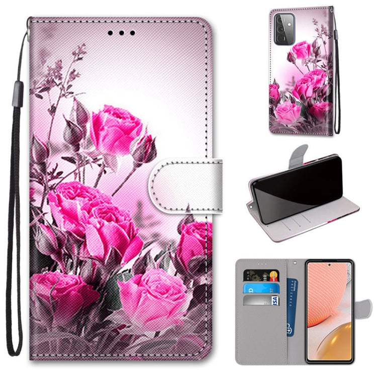 Coloured Drawing Cross Texture Horizontal Flip PU Leather Case with Holder & Card Slots & Wallet & Lanyard, For Samsung Galaxy A52 5G / 4G, For Samsung Galaxy A72 5G / 4G, For Huawei Mate 40 Pro, For Huawei P Smart 2021 / Y7a