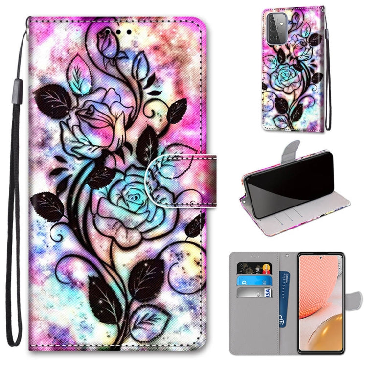 Coloured Drawing Cross Texture Horizontal Flip PU Leather Case with Holder & Card Slots & Wallet & Lanyard, For Samsung Galaxy A52 5G / 4G, For Samsung Galaxy A72 5G / 4G, For Huawei Mate 40 Pro, For Huawei P Smart 2021 / Y7a