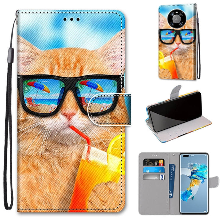 Coloured Drawing Cross Texture Horizontal Flip PU Leather Case with Holder & Card Slots & Wallet & Lanyard, For Samsung Galaxy A52 5G / 4G, For Samsung Galaxy A72 5G / 4G, For Huawei Mate 40 Pro, For Huawei P Smart 2021 / Y7a