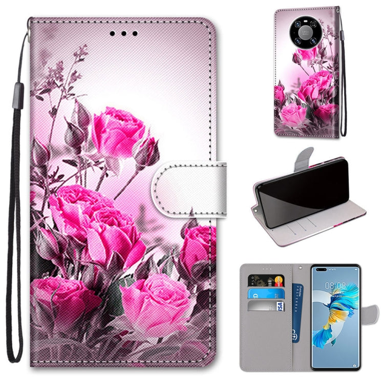 Coloured Drawing Cross Texture Horizontal Flip PU Leather Case with Holder & Card Slots & Wallet & Lanyard, For Samsung Galaxy A52 5G / 4G, For Samsung Galaxy A72 5G / 4G, For Huawei Mate 40 Pro, For Huawei P Smart 2021 / Y7a