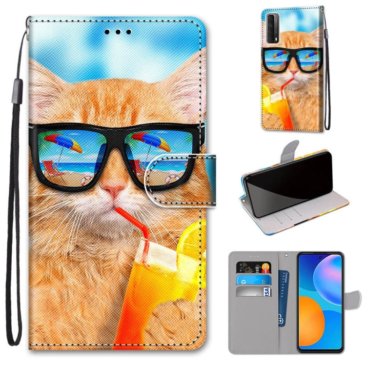 Coloured Drawing Cross Texture Horizontal Flip PU Leather Case with Holder & Card Slots & Wallet & Lanyard, For Samsung Galaxy A52 5G / 4G, For Samsung Galaxy A72 5G / 4G, For Huawei Mate 40 Pro, For Huawei P Smart 2021 / Y7a