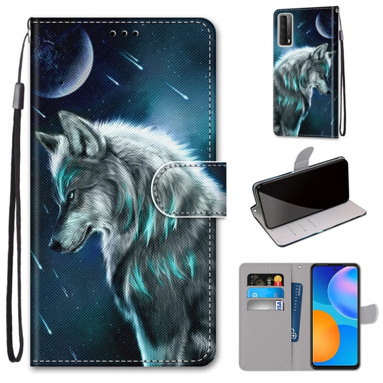 Coloured Drawing Cross Texture Horizontal Flip PU Leather Case with Holder & Card Slots & Wallet & Lanyard, For Samsung Galaxy A52 5G / 4G, For Samsung Galaxy A72 5G / 4G, For Huawei Mate 40 Pro, For Huawei P Smart 2021 / Y7a