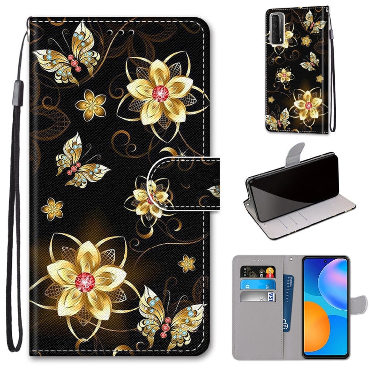 Coloured Drawing Cross Texture Horizontal Flip PU Leather Case with Holder & Card Slots & Wallet & Lanyard, For Samsung Galaxy A52 5G / 4G, For Samsung Galaxy A72 5G / 4G, For Huawei Mate 40 Pro, For Huawei P Smart 2021 / Y7a