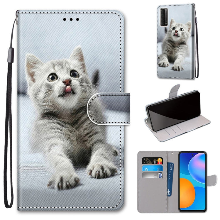 Coloured Drawing Cross Texture Horizontal Flip PU Leather Case with Holder & Card Slots & Wallet & Lanyard, For Samsung Galaxy A52 5G / 4G, For Samsung Galaxy A72 5G / 4G, For Huawei Mate 40 Pro, For Huawei P Smart 2021 / Y7a