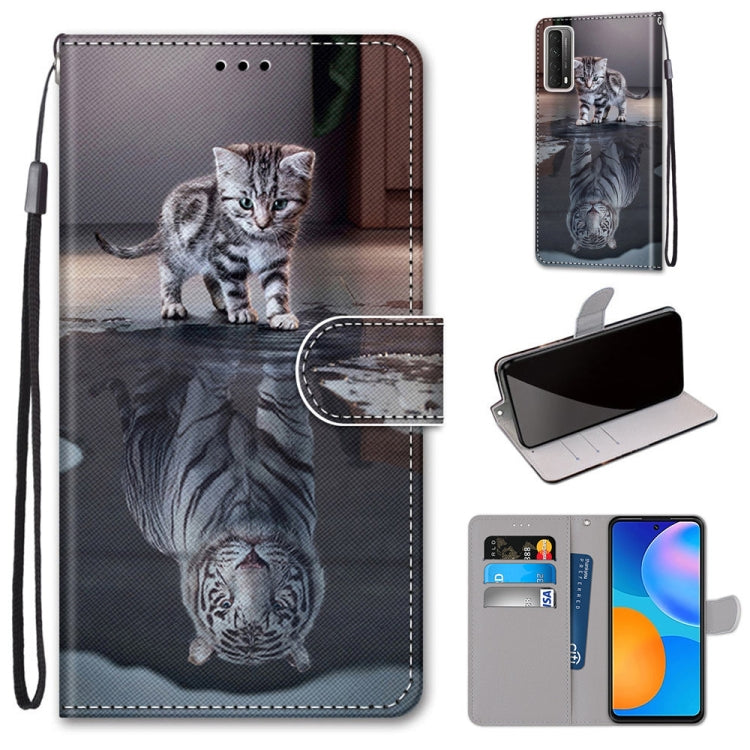 Coloured Drawing Cross Texture Horizontal Flip PU Leather Case with Holder & Card Slots & Wallet & Lanyard, For Samsung Galaxy A52 5G / 4G, For Samsung Galaxy A72 5G / 4G, For Huawei Mate 40 Pro, For Huawei P Smart 2021 / Y7a