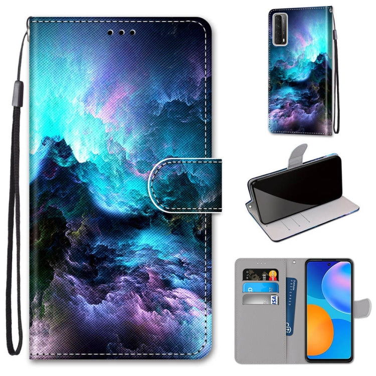 Coloured Drawing Cross Texture Horizontal Flip PU Leather Case with Holder & Card Slots & Wallet & Lanyard, For Samsung Galaxy A52 5G / 4G, For Samsung Galaxy A72 5G / 4G, For Huawei Mate 40 Pro, For Huawei P Smart 2021 / Y7a
