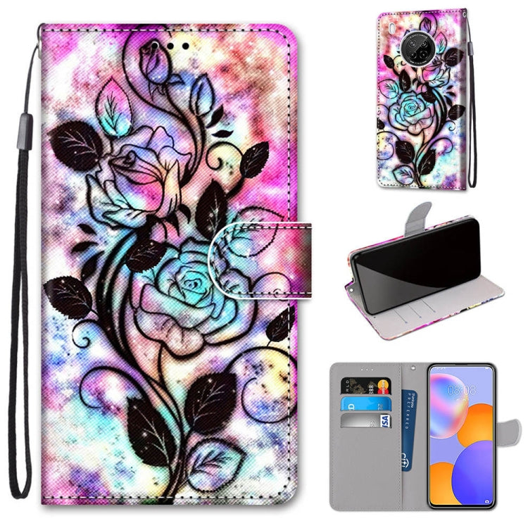 Coloured Drawing Cross Texture Horizontal Flip PU Leather Case with Holder & Card Slots & Wallet & Lanyard, For Huawei Y9a, For Honor 10X Lite, For LG Stylo 7 5G, For Motorola Moto E7