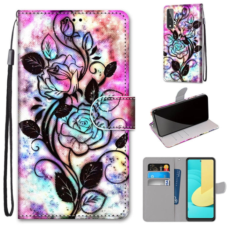 Coloured Drawing Cross Texture Horizontal Flip PU Leather Case with Holder & Card Slots & Wallet & Lanyard, For Huawei Y9a, For Honor 10X Lite, For LG Stylo 7 5G, For Motorola Moto E7