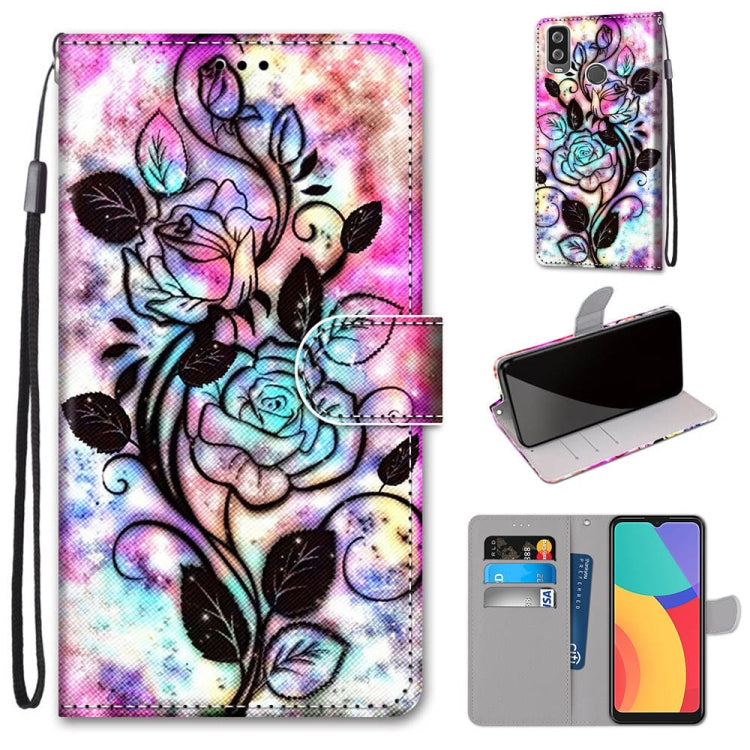 Coloured Drawing Cross Texture Horizontal Flip PU Leather Case with Holder & Card Slots & Wallet & Lanyard, For Motorola Moto G 5G, For Motorola Moto G 5G Plus, For OPPO A52 / A92 / A72, For Alcatel 1L (2021)