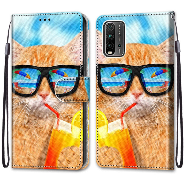 Coloured Drawing Cross Texture Horizontal Flip PU Leather Case with Holder & Card Slots & Wallet & Lanyard, For Xiaomi Redmi Note 9 4G / 9 Power, For Xiaomi Redmi Note 9T / Note 9 5G, For Xiaomi Poco M3, For Xiaomi Poco X3 NFC