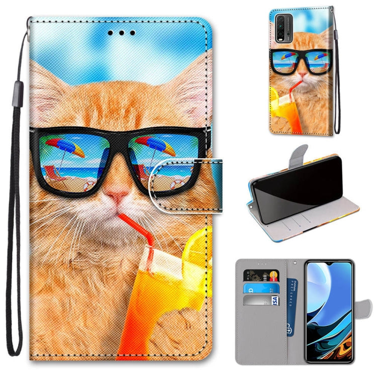 Coloured Drawing Cross Texture Horizontal Flip PU Leather Case with Holder & Card Slots & Wallet & Lanyard, For Xiaomi Redmi Note 9 4G / 9 Power, For Xiaomi Redmi Note 9T / Note 9 5G, For Xiaomi Poco M3, For Xiaomi Poco X3 NFC