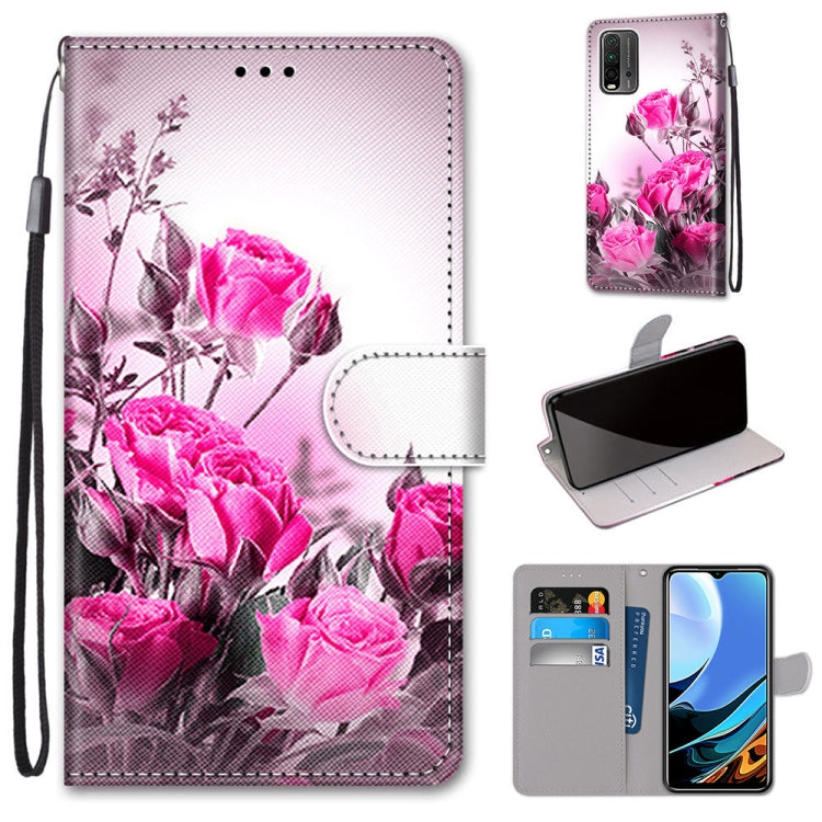 Coloured Drawing Cross Texture Horizontal Flip PU Leather Case with Holder & Card Slots & Wallet & Lanyard, For Xiaomi Redmi Note 9 4G / 9 Power, For Xiaomi Redmi Note 9T / Note 9 5G, For Xiaomi Poco M3, For Xiaomi Poco X3 NFC