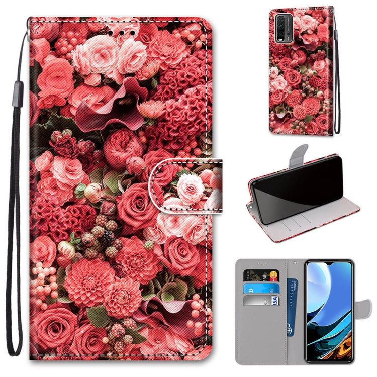 Coloured Drawing Cross Texture Horizontal Flip PU Leather Case with Holder & Card Slots & Wallet & Lanyard, For Xiaomi Redmi Note 9 4G / 9 Power, For Xiaomi Redmi Note 9T / Note 9 5G, For Xiaomi Poco M3, For Xiaomi Poco X3 NFC