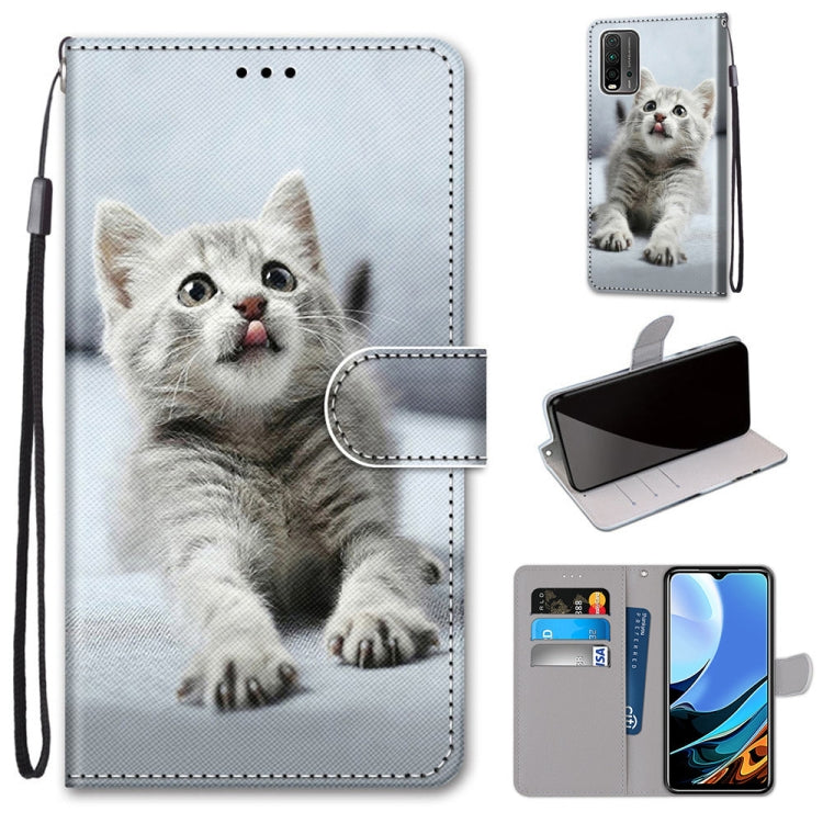 Coloured Drawing Cross Texture Horizontal Flip PU Leather Case with Holder & Card Slots & Wallet & Lanyard, For Xiaomi Redmi Note 9 4G / 9 Power, For Xiaomi Redmi Note 9T / Note 9 5G, For Xiaomi Poco M3, For Xiaomi Poco X3 NFC