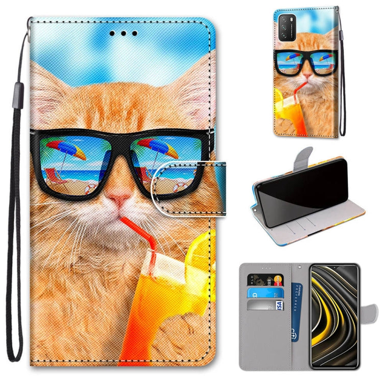 Coloured Drawing Cross Texture Horizontal Flip PU Leather Case with Holder & Card Slots & Wallet & Lanyard, For Xiaomi Redmi Note 9 4G / 9 Power, For Xiaomi Redmi Note 9T / Note 9 5G, For Xiaomi Poco M3, For Xiaomi Poco X3 NFC