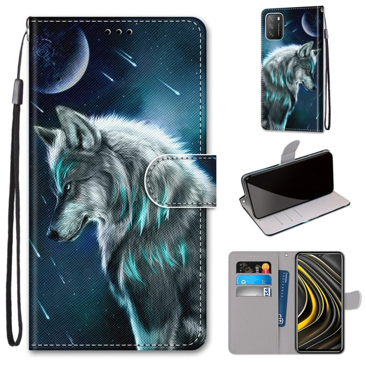 Coloured Drawing Cross Texture Horizontal Flip PU Leather Case with Holder & Card Slots & Wallet & Lanyard, For Xiaomi Redmi Note 9 4G / 9 Power, For Xiaomi Redmi Note 9T / Note 9 5G, For Xiaomi Poco M3, For Xiaomi Poco X3 NFC
