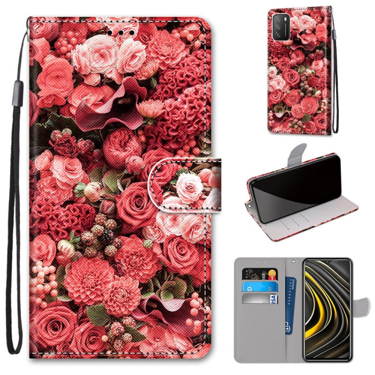 Coloured Drawing Cross Texture Horizontal Flip PU Leather Case with Holder & Card Slots & Wallet & Lanyard, For Xiaomi Redmi Note 9 4G / 9 Power, For Xiaomi Redmi Note 9T / Note 9 5G, For Xiaomi Poco M3, For Xiaomi Poco X3 NFC