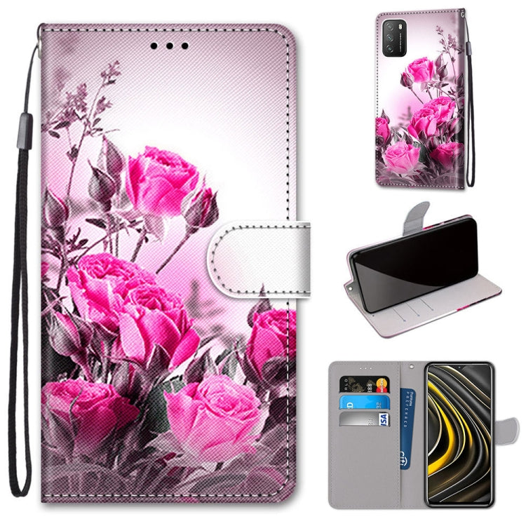 Coloured Drawing Cross Texture Horizontal Flip PU Leather Case with Holder & Card Slots & Wallet & Lanyard, For Xiaomi Redmi Note 9 4G / 9 Power, For Xiaomi Redmi Note 9T / Note 9 5G, For Xiaomi Poco M3, For Xiaomi Poco X3 NFC