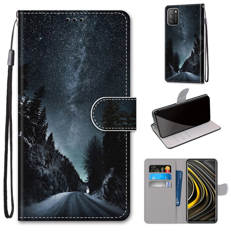 Coloured Drawing Cross Texture Horizontal Flip PU Leather Case with Holder & Card Slots & Wallet & Lanyard, For Xiaomi Redmi Note 9 4G / 9 Power, For Xiaomi Redmi Note 9T / Note 9 5G, For Xiaomi Poco M3, For Xiaomi Poco X3 NFC