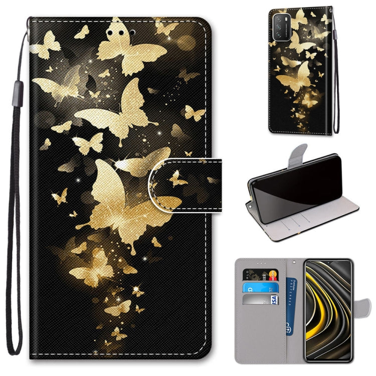 Coloured Drawing Cross Texture Horizontal Flip PU Leather Case with Holder & Card Slots & Wallet & Lanyard, For Xiaomi Redmi Note 9 4G / 9 Power, For Xiaomi Redmi Note 9T / Note 9 5G, For Xiaomi Poco M3, For Xiaomi Poco X3 NFC