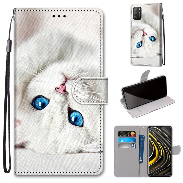 Coloured Drawing Cross Texture Horizontal Flip PU Leather Case with Holder & Card Slots & Wallet & Lanyard, For Xiaomi Redmi Note 9 4G / 9 Power, For Xiaomi Redmi Note 9T / Note 9 5G, For Xiaomi Poco M3, For Xiaomi Poco X3 NFC