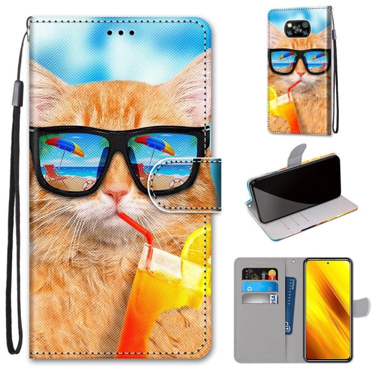 Coloured Drawing Cross Texture Horizontal Flip PU Leather Case with Holder & Card Slots & Wallet & Lanyard, For Xiaomi Redmi Note 9 4G / 9 Power, For Xiaomi Redmi Note 9T / Note 9 5G, For Xiaomi Poco M3, For Xiaomi Poco X3 NFC