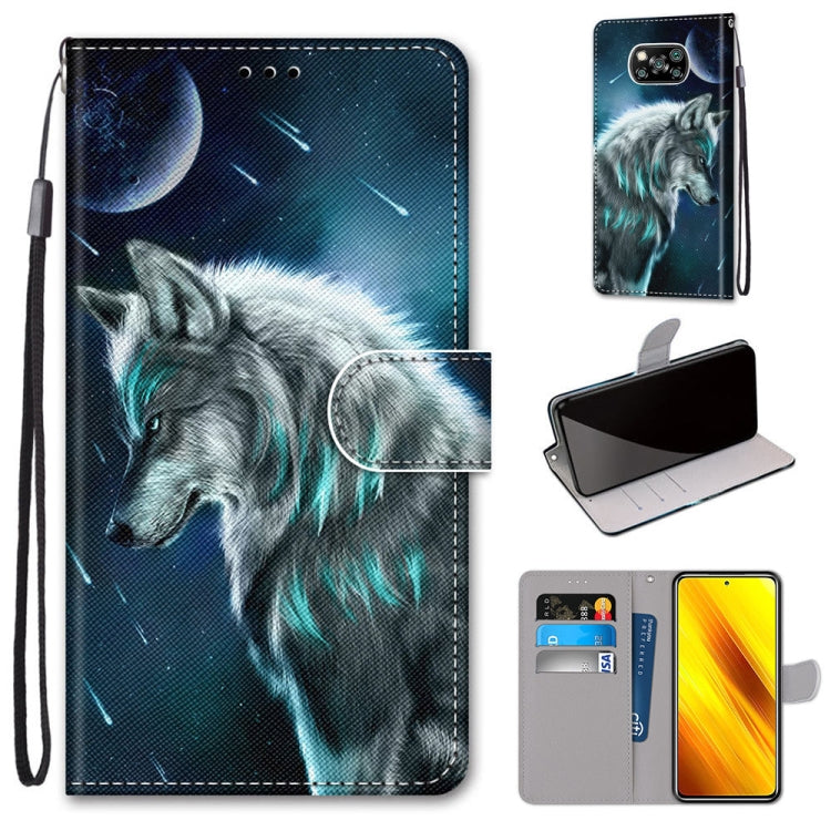 Coloured Drawing Cross Texture Horizontal Flip PU Leather Case with Holder & Card Slots & Wallet & Lanyard, For Xiaomi Redmi Note 9 4G / 9 Power, For Xiaomi Redmi Note 9T / Note 9 5G, For Xiaomi Poco M3, For Xiaomi Poco X3 NFC