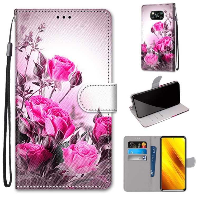 Coloured Drawing Cross Texture Horizontal Flip PU Leather Case with Holder & Card Slots & Wallet & Lanyard, For Xiaomi Redmi Note 9 4G / 9 Power, For Xiaomi Redmi Note 9T / Note 9 5G, For Xiaomi Poco M3, For Xiaomi Poco X3 NFC