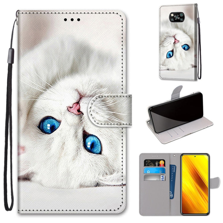 Coloured Drawing Cross Texture Horizontal Flip PU Leather Case with Holder & Card Slots & Wallet & Lanyard, For Xiaomi Redmi Note 9 4G / 9 Power, For Xiaomi Redmi Note 9T / Note 9 5G, For Xiaomi Poco M3, For Xiaomi Poco X3 NFC