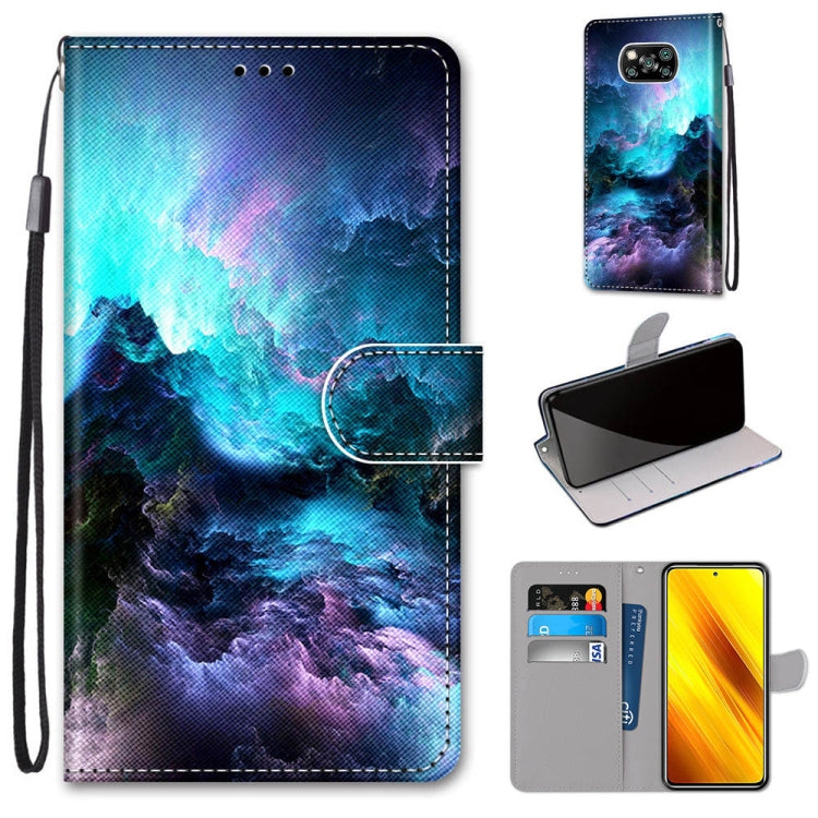 Coloured Drawing Cross Texture Horizontal Flip PU Leather Case with Holder & Card Slots & Wallet & Lanyard, For Xiaomi Redmi Note 9 4G / 9 Power, For Xiaomi Redmi Note 9T / Note 9 5G, For Xiaomi Poco M3, For Xiaomi Poco X3 NFC