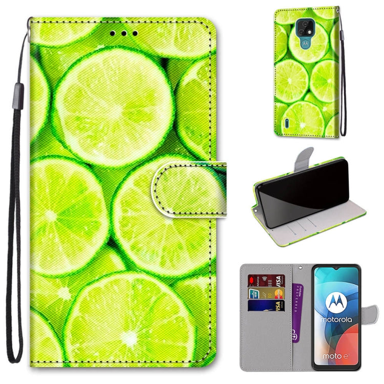 Coloured Drawing Cross Texture Horizontal Flip PU Leather Case with Holder & Card Slots & Wallet & Lanyard, For Motorola Moto E7, For Motorola Moto G 5G, For Motorola Moto E7 Plus / G9 Play / G9, For Motorola Moto G8