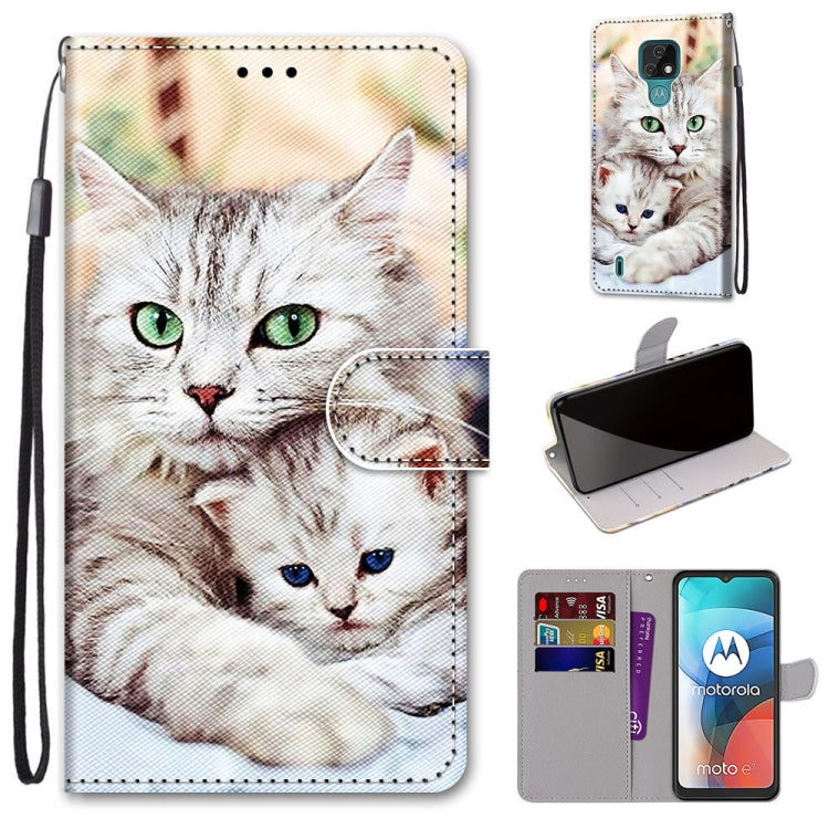 Coloured Drawing Cross Texture Horizontal Flip PU Leather Case with Holder & Card Slots & Wallet & Lanyard, For Motorola Moto E7, For Motorola Moto G 5G, For Motorola Moto E7 Plus / G9 Play / G9, For Motorola Moto G8
