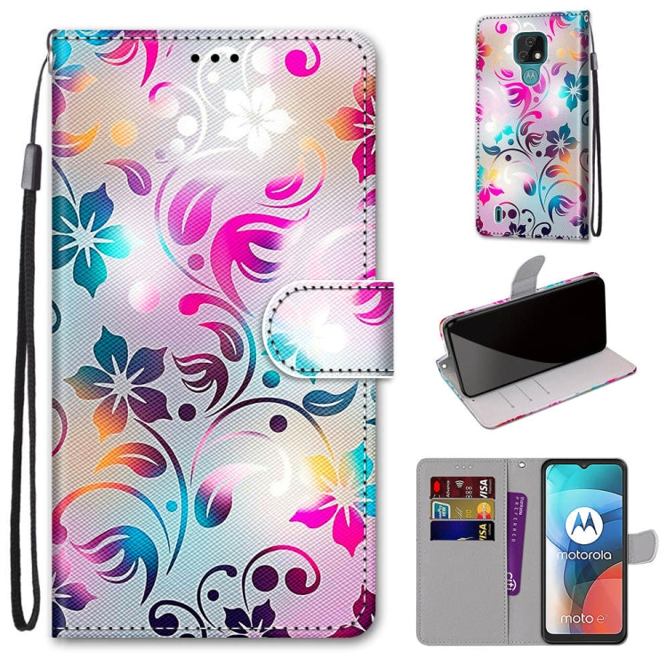 Coloured Drawing Cross Texture Horizontal Flip PU Leather Case with Holder & Card Slots & Wallet & Lanyard, For Motorola Moto E7, For Motorola Moto G 5G, For Motorola Moto E7 Plus / G9 Play / G9, For Motorola Moto G8