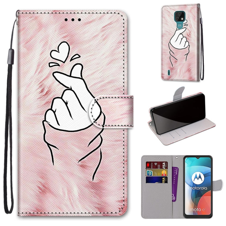 Coloured Drawing Cross Texture Horizontal Flip PU Leather Case with Holder & Card Slots & Wallet & Lanyard, For Motorola Moto E7, For Motorola Moto G 5G, For Motorola Moto E7 Plus / G9 Play / G9, For Motorola Moto G8