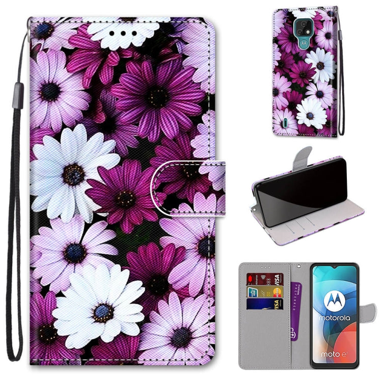 Coloured Drawing Cross Texture Horizontal Flip PU Leather Case with Holder & Card Slots & Wallet & Lanyard, For Motorola Moto E7, For Motorola Moto G 5G, For Motorola Moto E7 Plus / G9 Play / G9, For Motorola Moto G8
