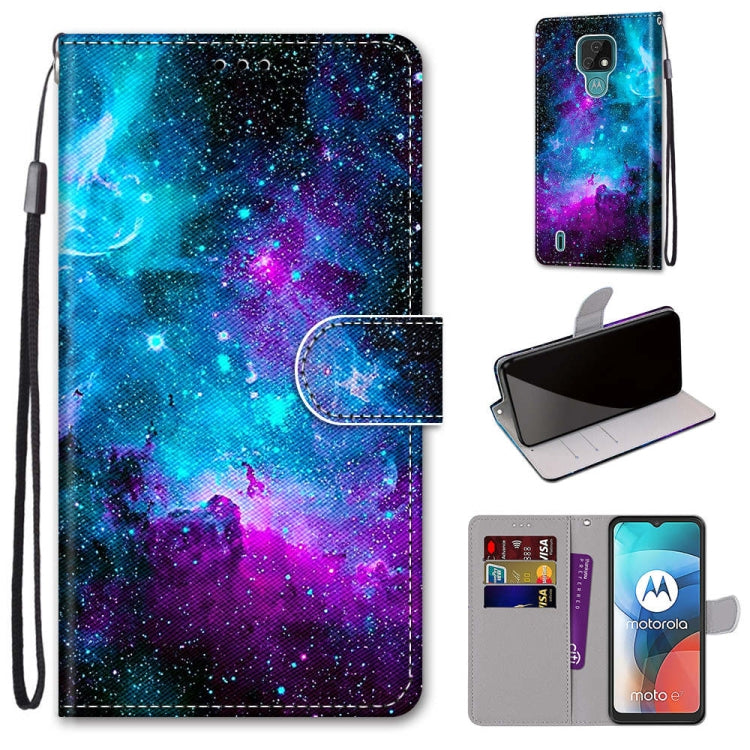 Coloured Drawing Cross Texture Horizontal Flip PU Leather Case with Holder & Card Slots & Wallet & Lanyard, For Motorola Moto E7, For Motorola Moto G 5G, For Motorola Moto E7 Plus / G9 Play / G9, For Motorola Moto G8