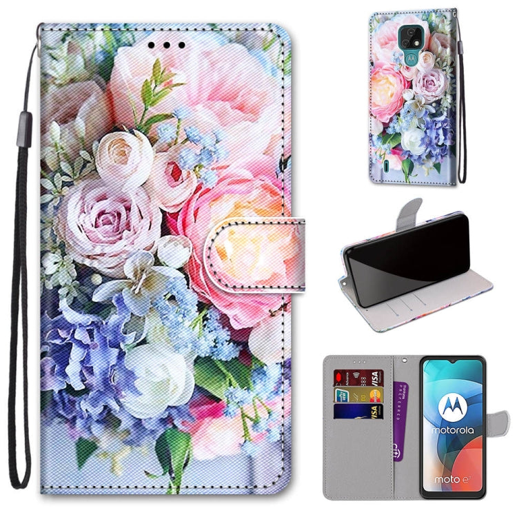 Coloured Drawing Cross Texture Horizontal Flip PU Leather Case with Holder & Card Slots & Wallet & Lanyard, For Motorola Moto E7, For Motorola Moto G 5G, For Motorola Moto E7 Plus / G9 Play / G9, For Motorola Moto G8