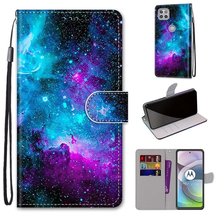 Coloured Drawing Cross Texture Horizontal Flip PU Leather Case with Holder & Card Slots & Wallet & Lanyard, For Motorola Moto E7, For Motorola Moto G 5G, For Motorola Moto E7 Plus / G9 Play / G9, For Motorola Moto G8
