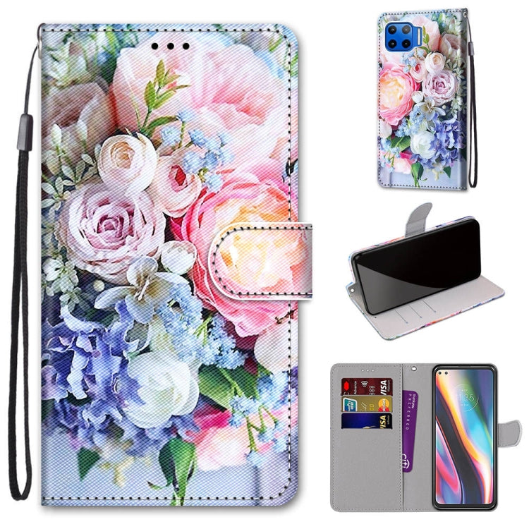 Coloured Drawing Cross Texture Horizontal Flip PU Leather Case with Holder & Card Slots & Wallet & Lanyard, For Motorola Moto G8 Power, For Motorola Moto G 5G Plus, For Huawei Mate 40 Pro, For LG Stylo 7 5G