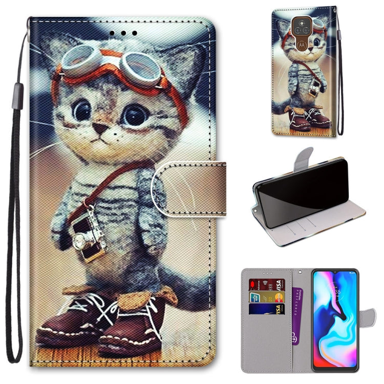 Coloured Drawing Cross Texture Horizontal Flip PU Leather Case with Holder & Card Slots & Wallet & Lanyard, For Motorola Moto E7, For Motorola Moto G 5G, For Motorola Moto E7 Plus / G9 Play / G9, For Motorola Moto G8