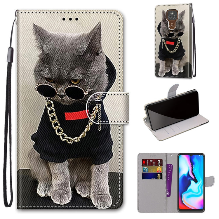 Coloured Drawing Cross Texture Horizontal Flip PU Leather Case with Holder & Card Slots & Wallet & Lanyard, For Motorola Moto E7, For Motorola Moto G 5G, For Motorola Moto E7 Plus / G9 Play / G9, For Motorola Moto G8